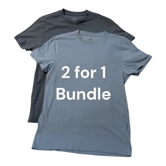 2 for $20 H&M Solid Sky Blue & Slate Blue Short Sleeve T-Shirts, Size XS - Picture 1 of 10